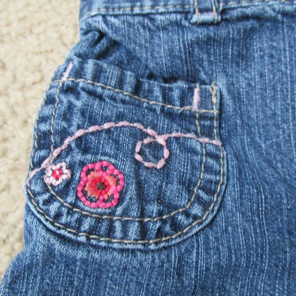 Osh Kosh Genuine Kids‎ Pull On Jeans Infant Girls 9M Blue Denim Elastic Pants